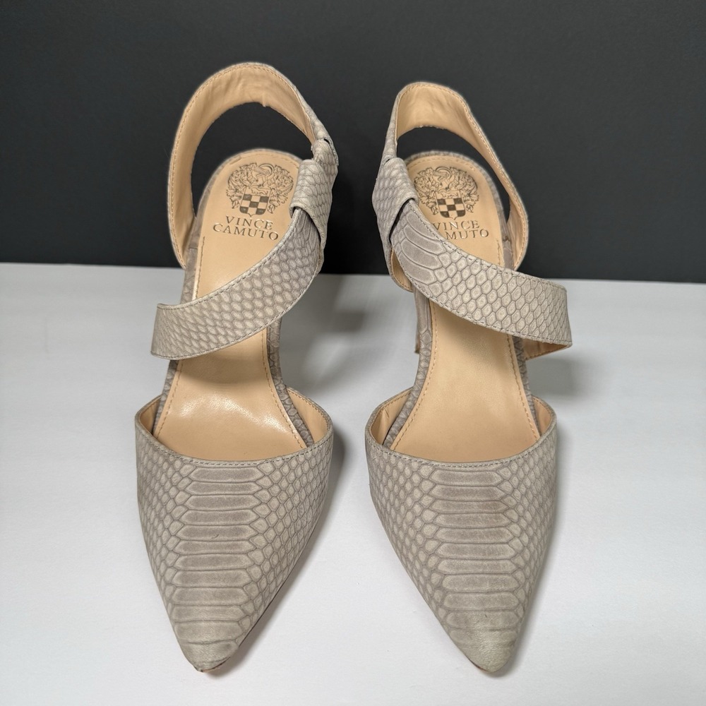 Vince Camuto Calin Leather Snakeskin Embossed D'Orsay Pointed Toe Pumps/Heel 8M